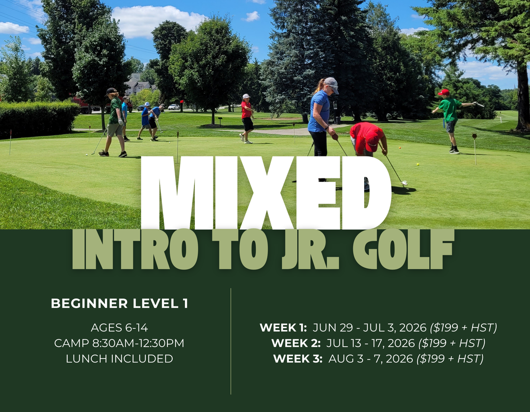 Junior summer golf camp, Monday to Friday with age-appropriate beginner golf lessons and lunch included. Outdoor summer activities for kids.